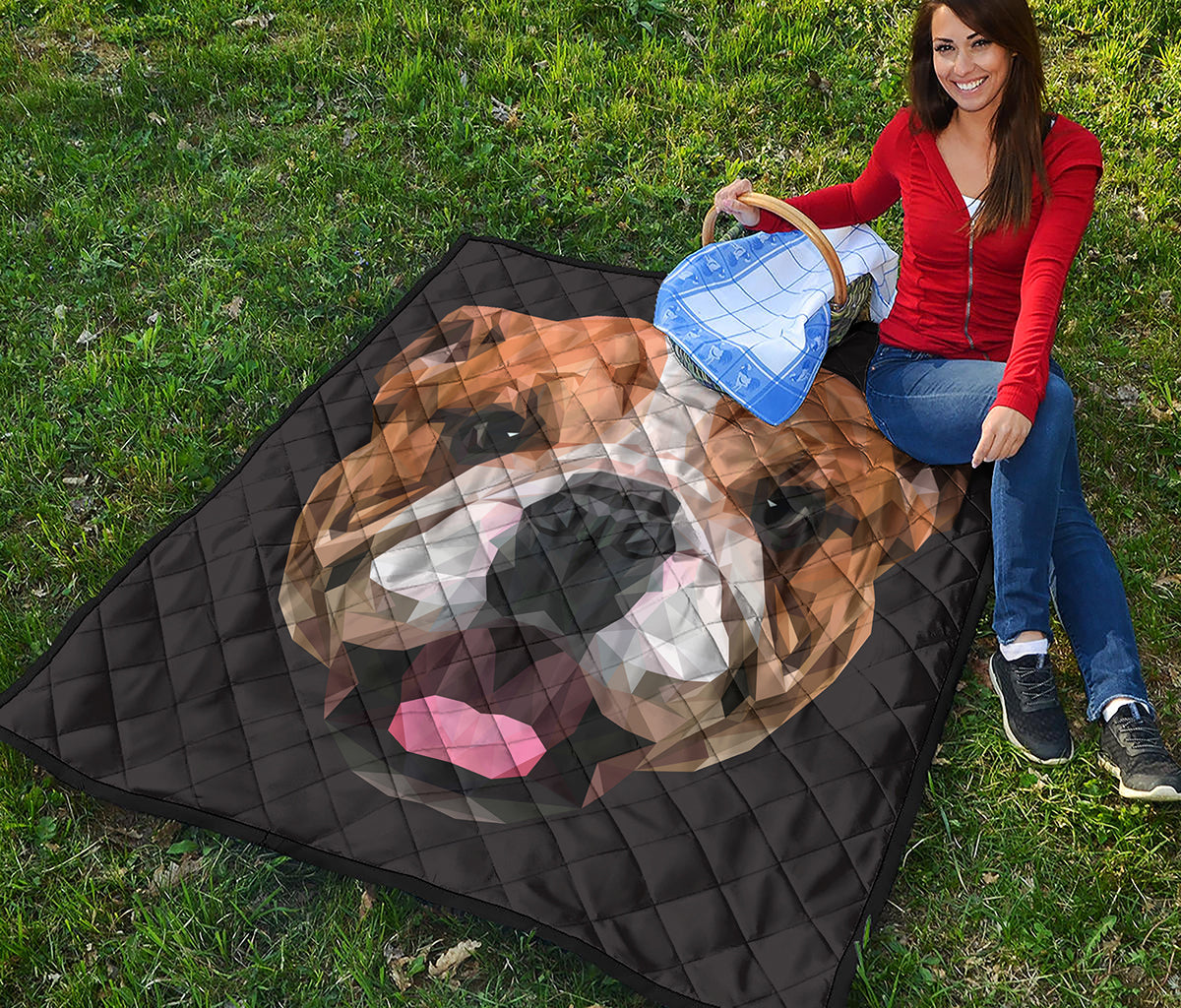 Geometric English Bulldog Print Quilt
