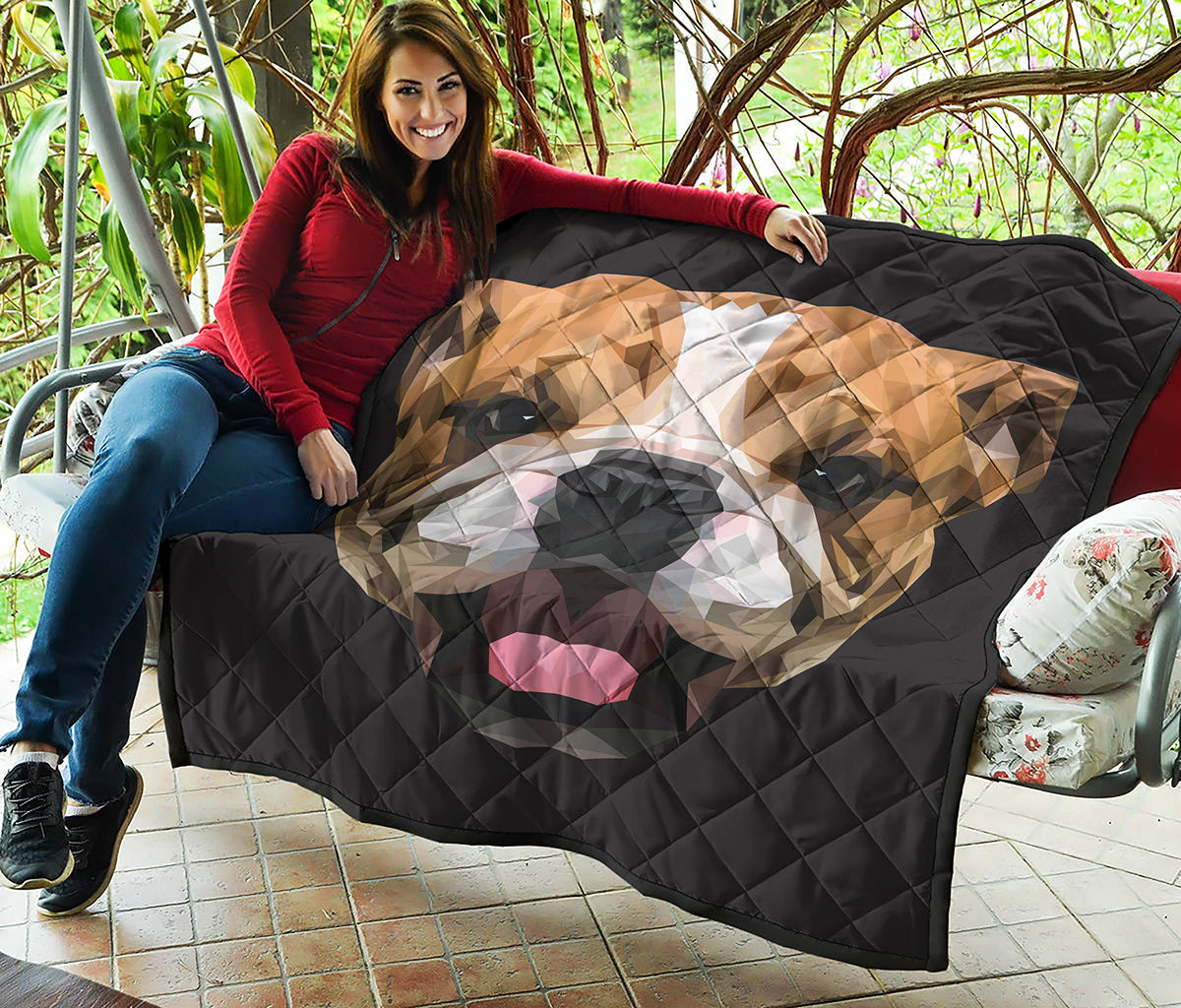 Geometric English Bulldog Print Quilt