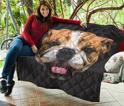 Geometric English Bulldog Print Quilt