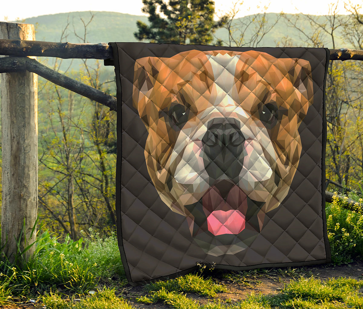 Geometric English Bulldog Print Quilt