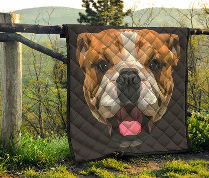 Geometric English Bulldog Print Quilt