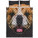 Geometric English Bulldog Print Quilt Bed Set