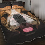 Geometric English Bulldog Print Quilt Bed Set