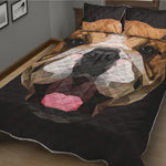 Geometric English Bulldog Print Quilt Bed Set