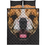 Geometric English Bulldog Print Quilt Bed Set