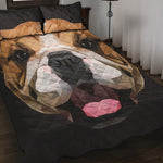 Geometric English Bulldog Print Quilt Bed Set
