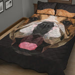 Geometric English Bulldog Print Quilt Bed Set