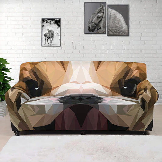 Geometric English Bulldog Print Sofa Cover