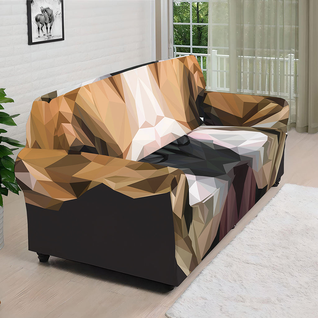 Geometric English Bulldog Print Sofa Cover