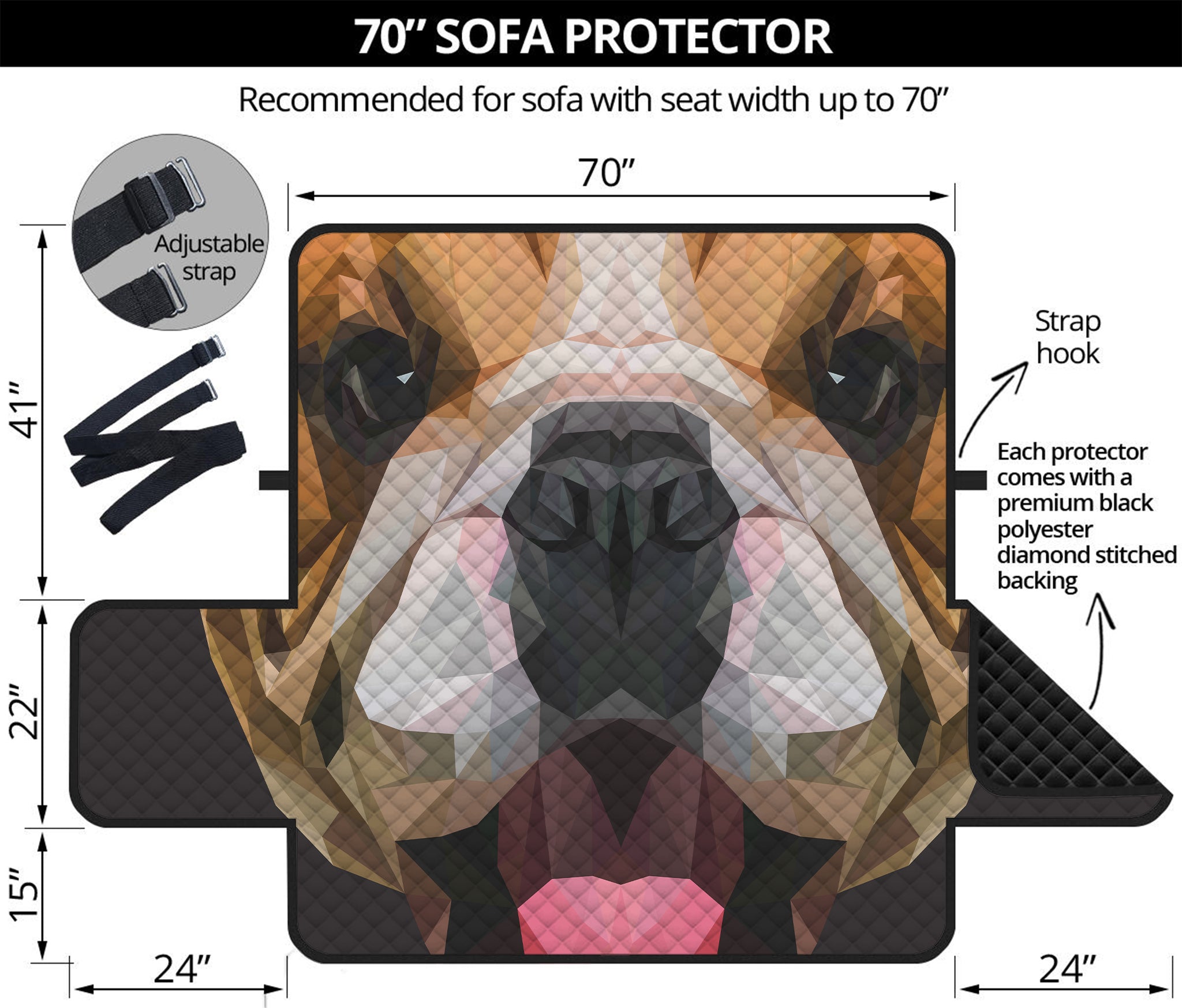 Geometric English Bulldog Print Sofa Protector