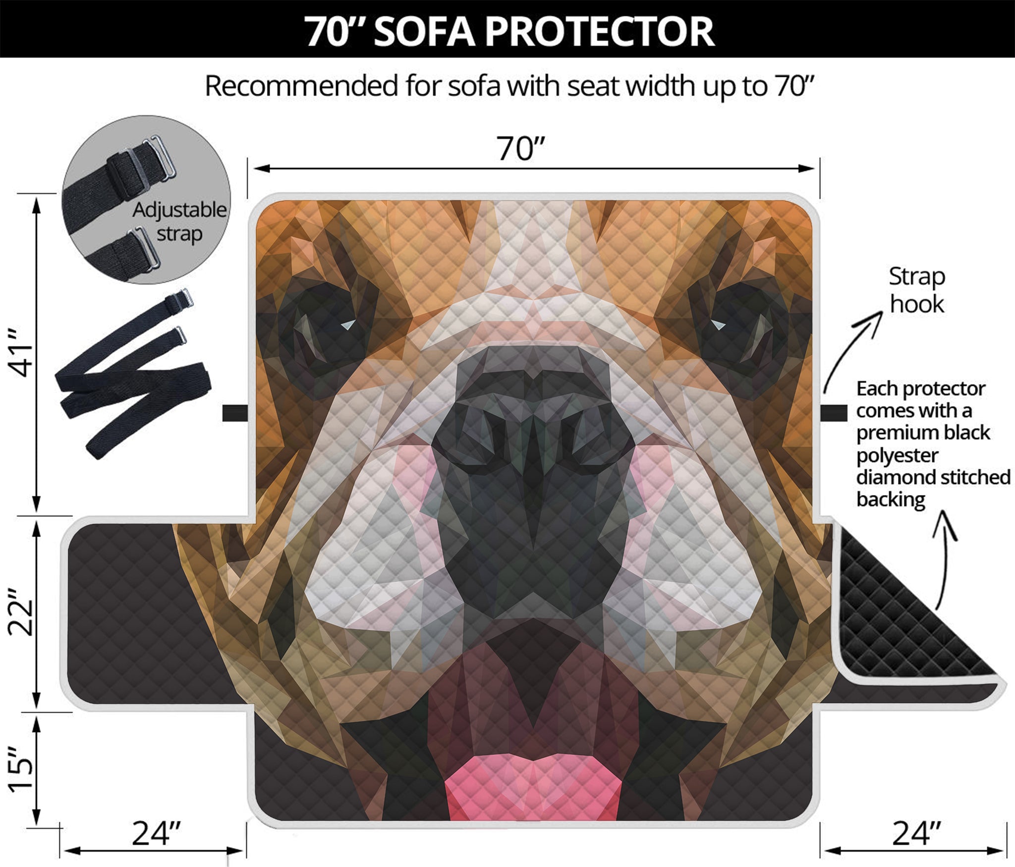 Geometric English Bulldog Print Sofa Protector