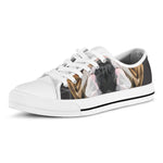 Geometric English Bulldog Print White Low Top Shoes