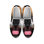 Geometric English Bulldog Print White Slip On Shoes