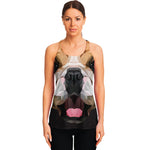 Geometric English Bulldog Print Women's Racerback Tank Top
