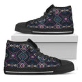 Geometric Ethnic Navajo Pattern Print Black High Top Sneakers