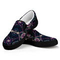 Geometric Ethnic Navajo Pattern Print Black Slip On Sneakers