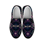 Geometric Ethnic Navajo Pattern Print Black Slip On Shoes