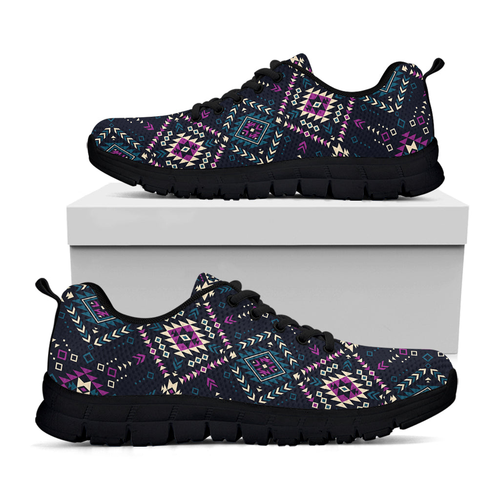 Geometric Ethnic Navajo Pattern Print Black Sneakers