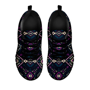 Geometric Ethnic Navajo Pattern Print Black Sneakers