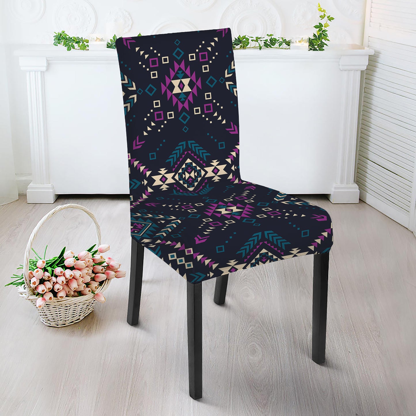 Geometric Ethnic Navajo Pattern Print Dining Chair Slipcover