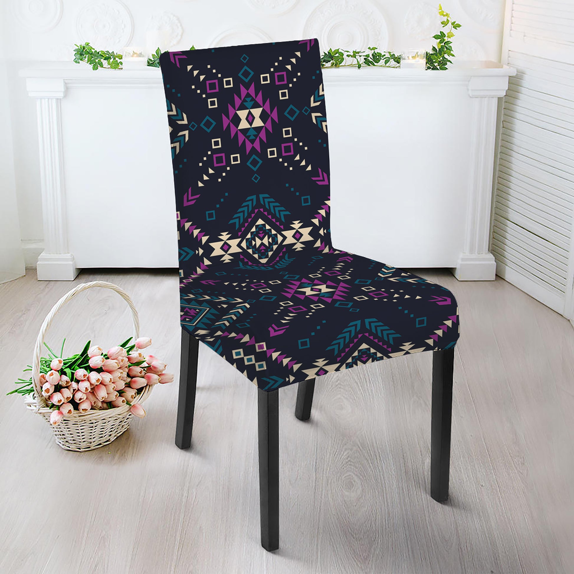 Geometric Ethnic Navajo Pattern Print Dining Chair Slipcover