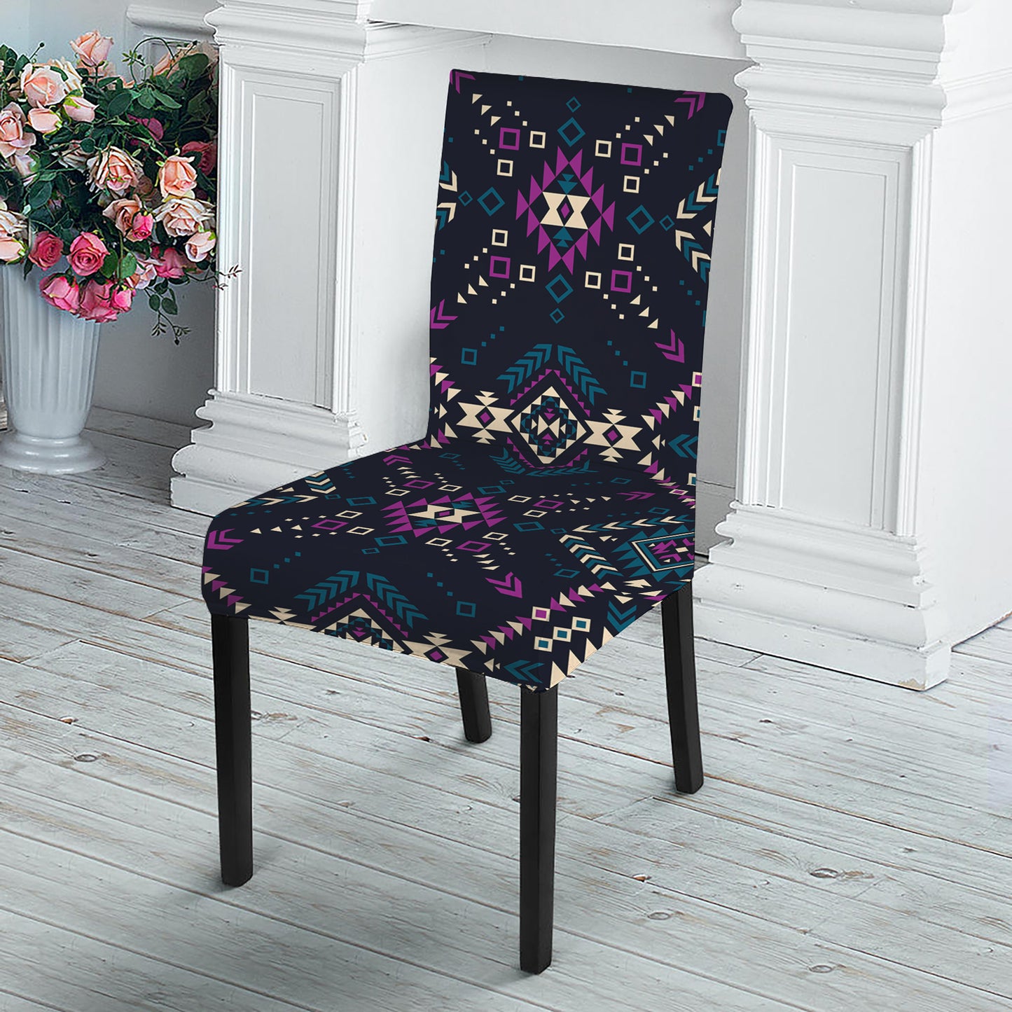 Geometric Ethnic Navajo Pattern Print Dining Chair Slipcover