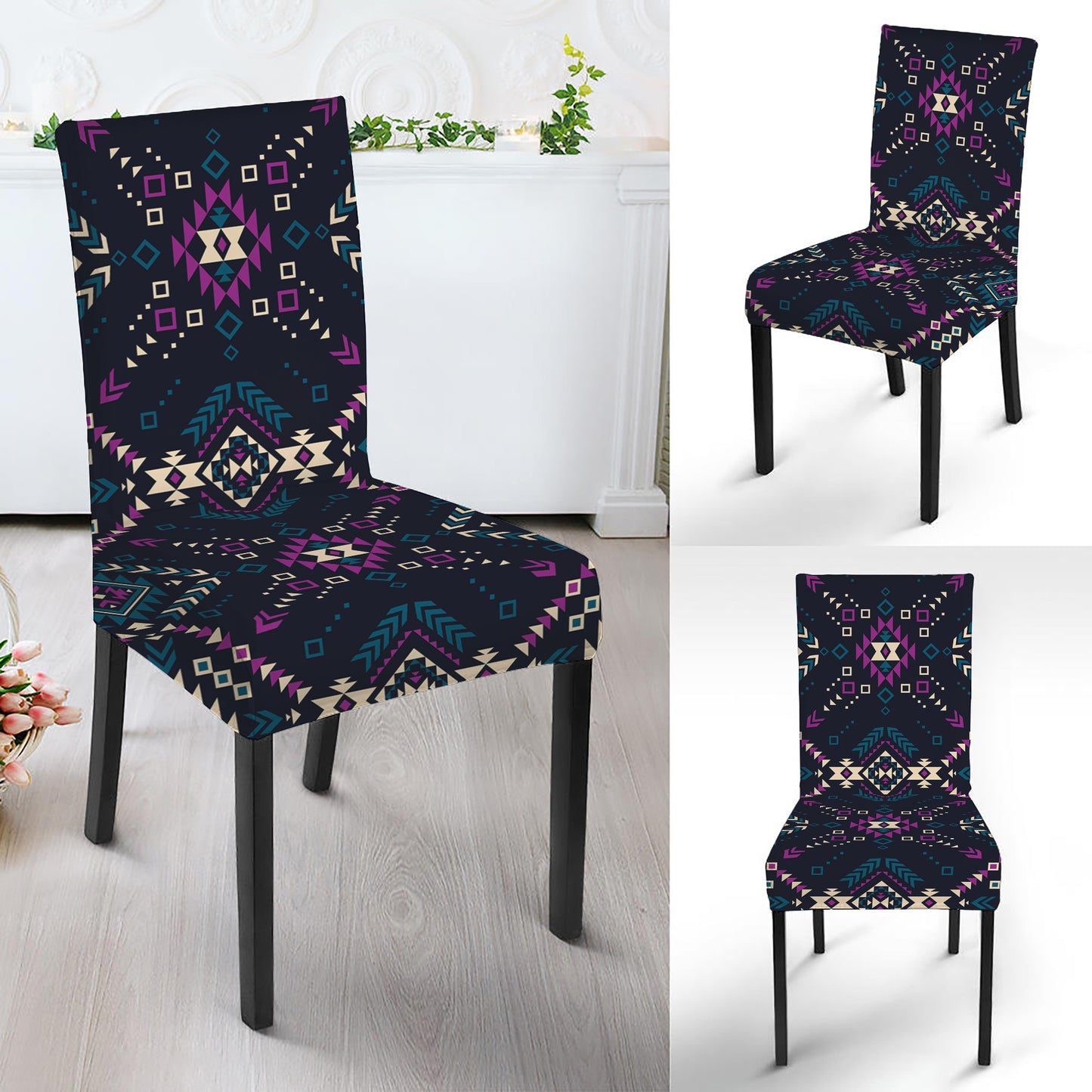 Geometric Ethnic Navajo Pattern Print Dining Chair Slipcover