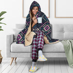 Geometric Ethnic Navajo Pattern Print Hooded Blanket