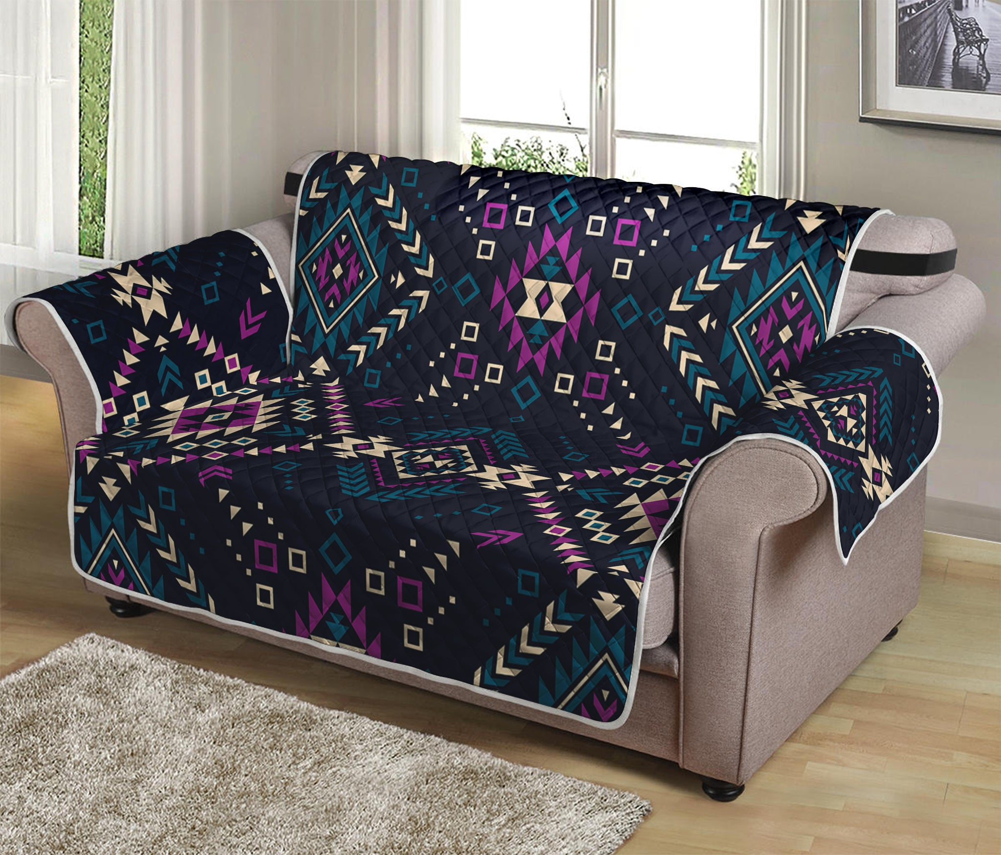 Geometric Ethnic Navajo Pattern Print Loveseat Protector