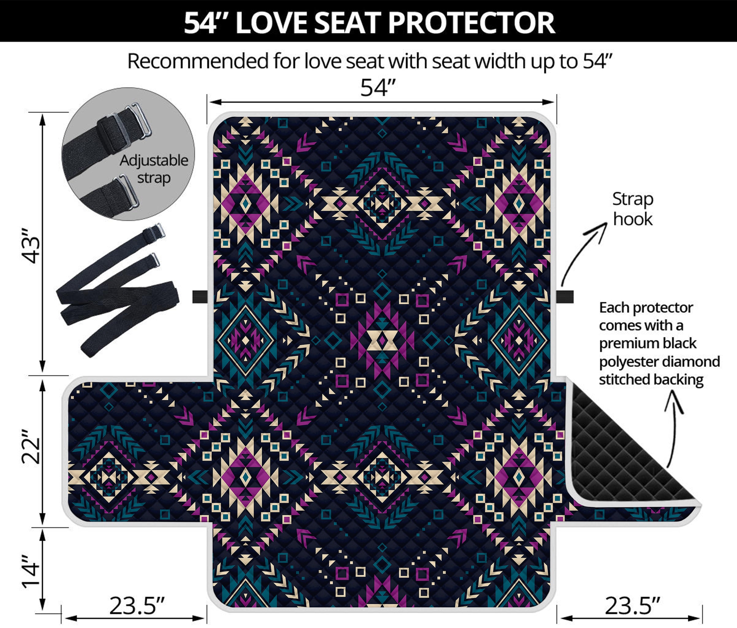 Geometric Ethnic Navajo Pattern Print Loveseat Protector