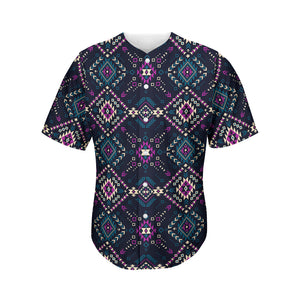 Geometric Ethnic Navajo Pattern Print Men's Baseball Jersey