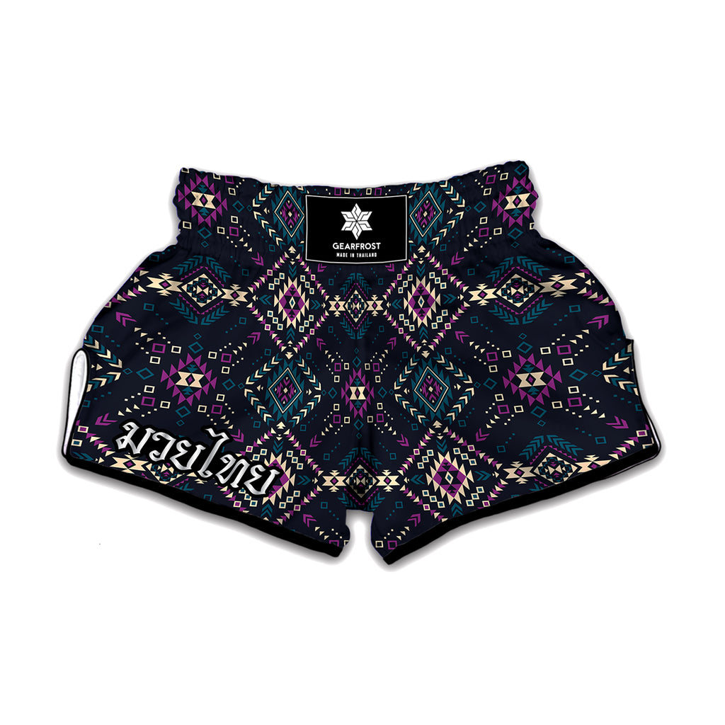 Geometric Ethnic Navajo Pattern Print Muay Thai Boxing Shorts