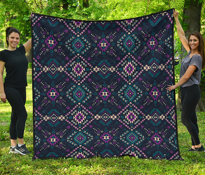 Geometric Ethnic Navajo Pattern Print Quilt