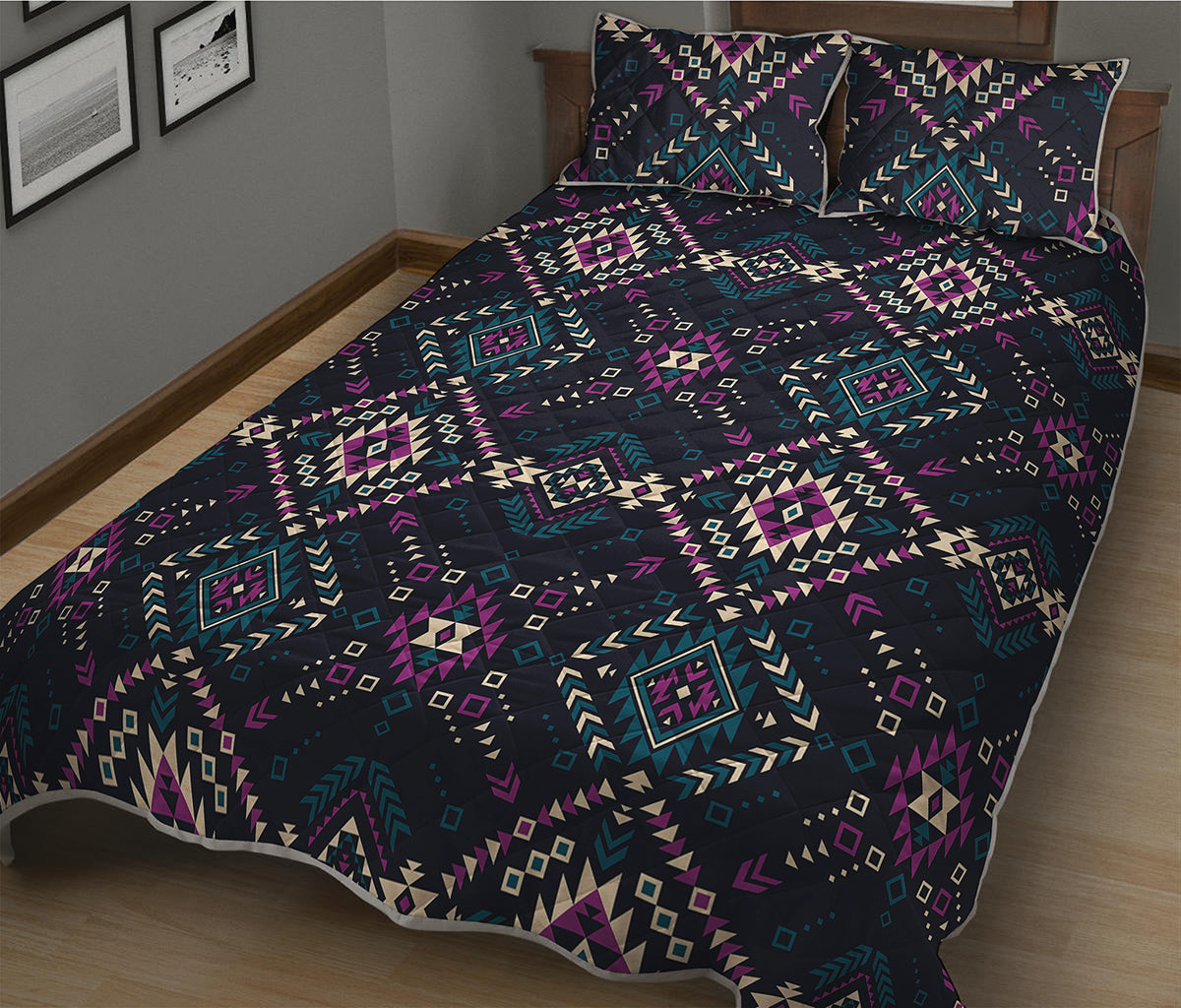 Geometric Ethnic Navajo Pattern Print Quilt Bed Set