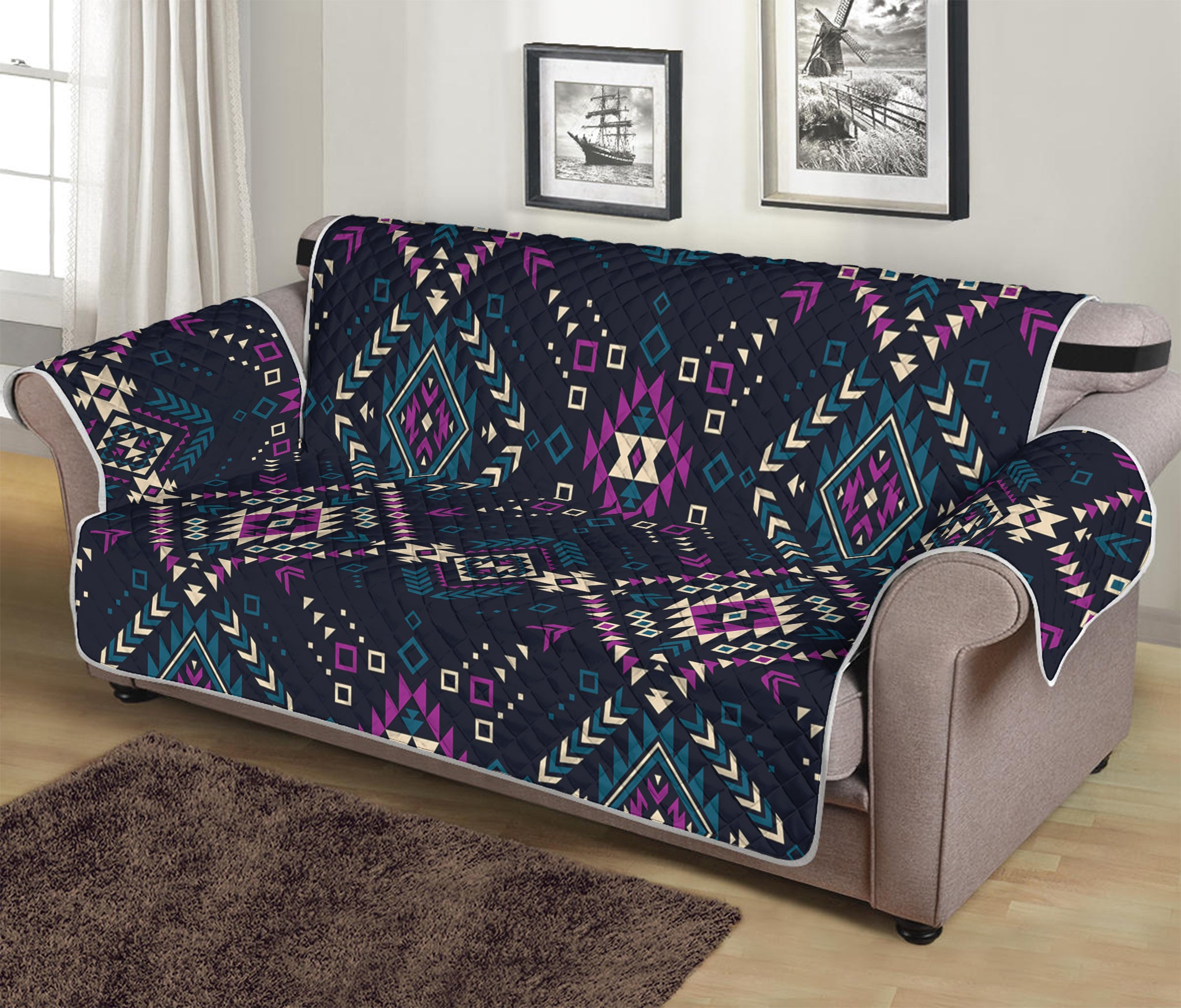 Geometric Ethnic Navajo Pattern Print Sofa Protector