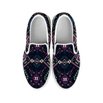 Geometric Ethnic Navajo Pattern Print White Slip On Shoes