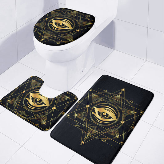 Geometric Eye of Providence Print 3 Piece Bath Mat Set