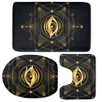Geometric Eye of Providence Print 3 Piece Bath Mat Set