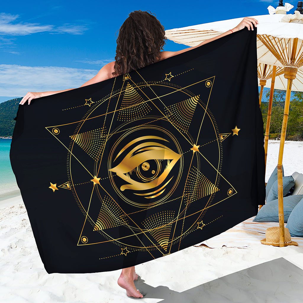 Geometric Eye of Providence Print Beach Sarong Wrap