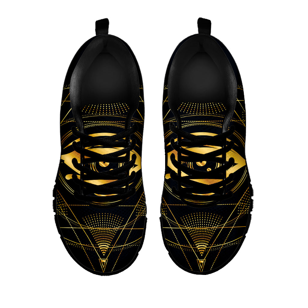 Geometric Eye of Providence Print Black Sneakers