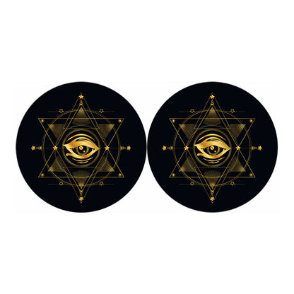 Geometric Eye of Providence Print Car Coasters