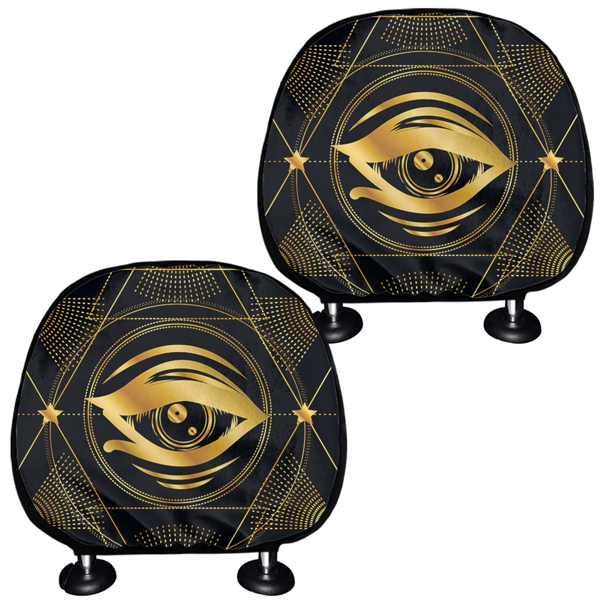 Geometric Eye of Providence Print Car Headrest Covers