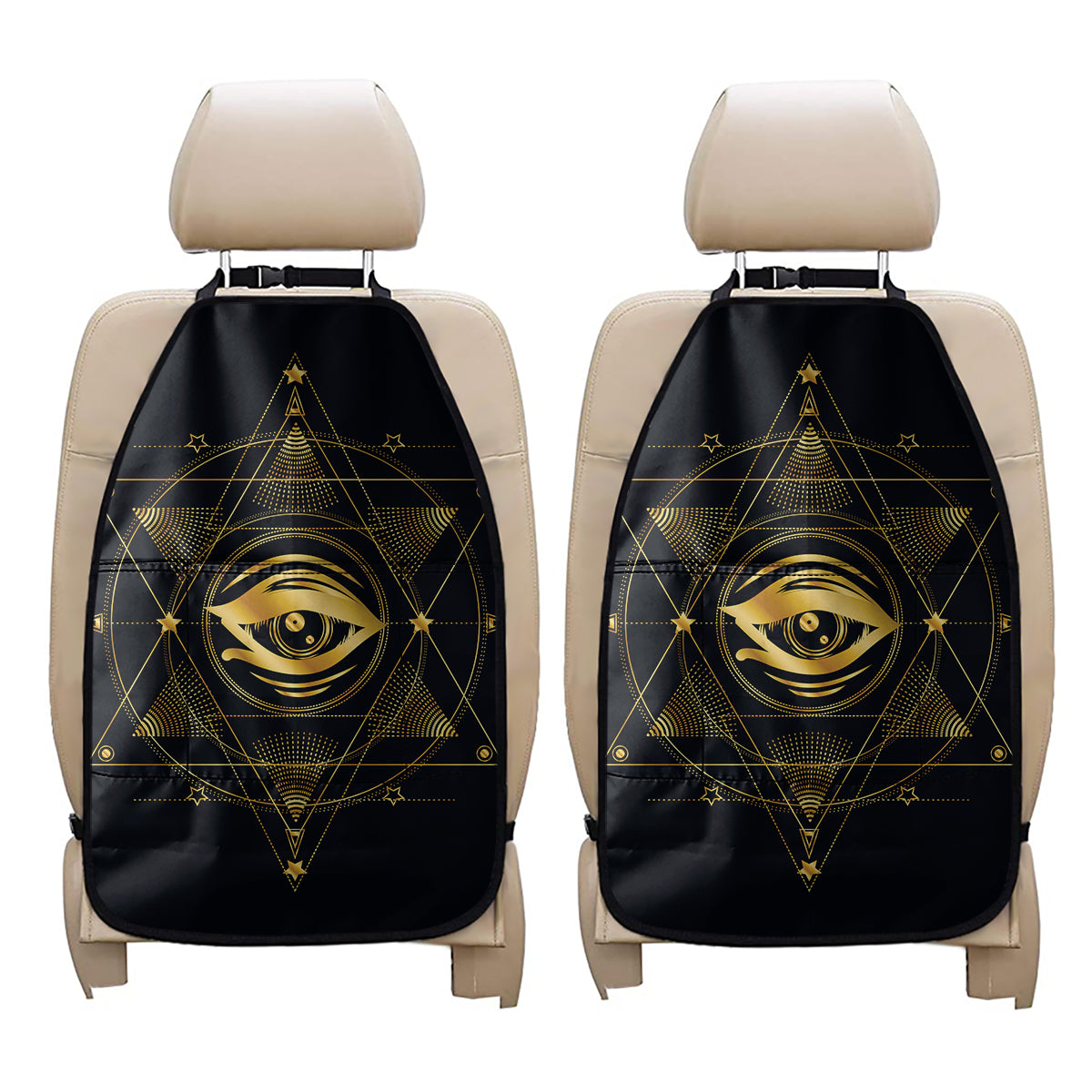 Geometric Eye of Providence Print Car Seat Organizers
