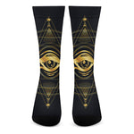 Geometric Eye of Providence Print Crew Socks