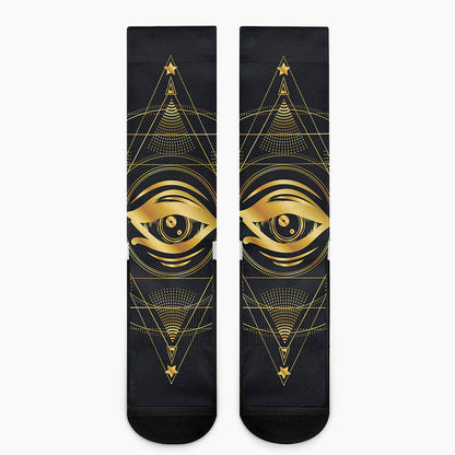 Geometric Eye of Providence Print Crew Socks