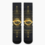 Geometric Eye of Providence Print Crew Socks