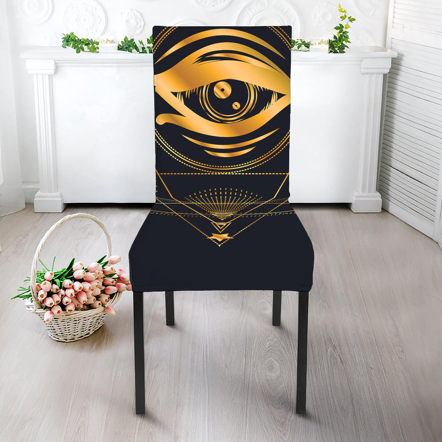 Geometric Eye of Providence Print Dining Chair Slipcover