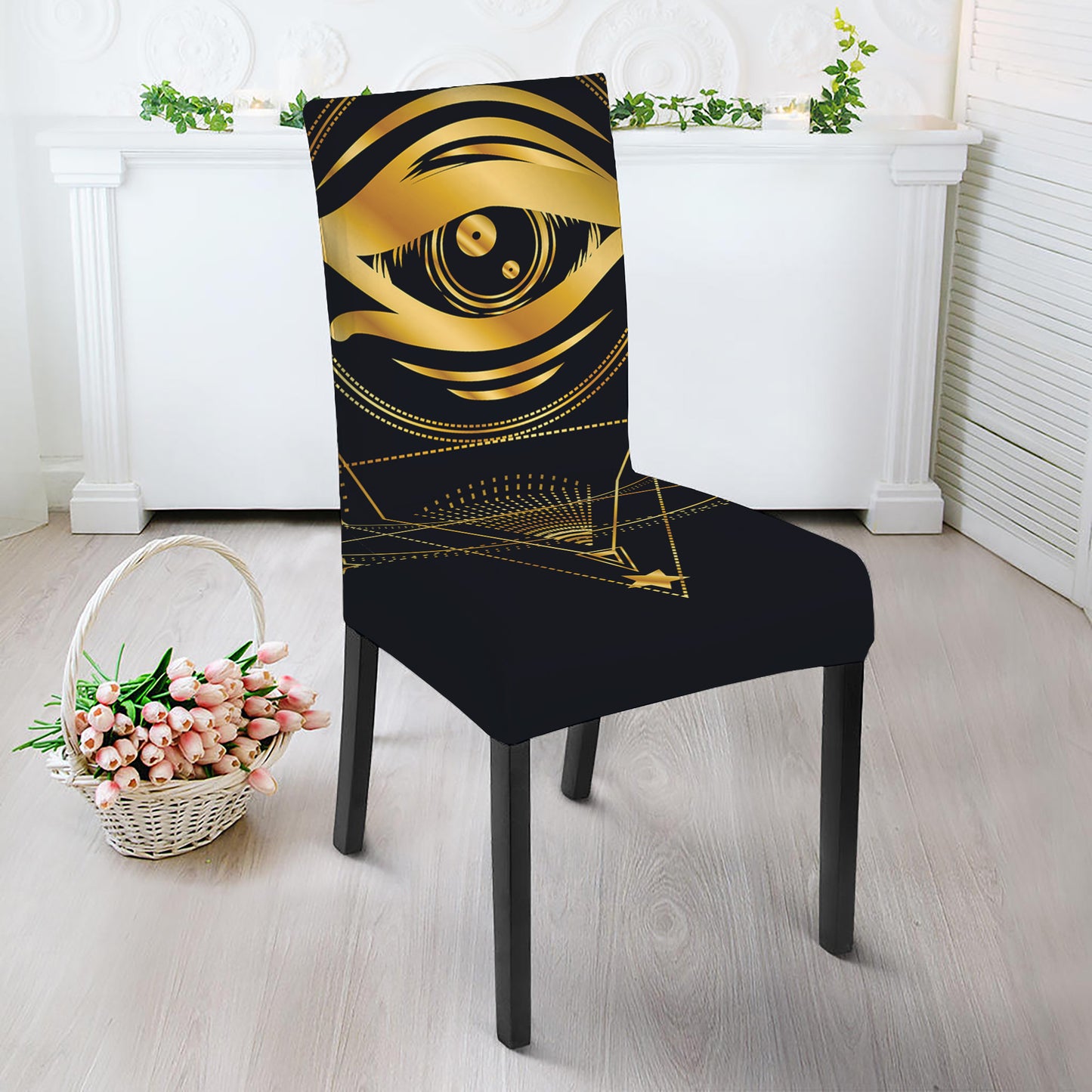 Geometric Eye of Providence Print Dining Chair Slipcover