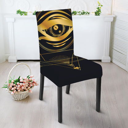 Geometric Eye of Providence Print Dining Chair Slipcover
