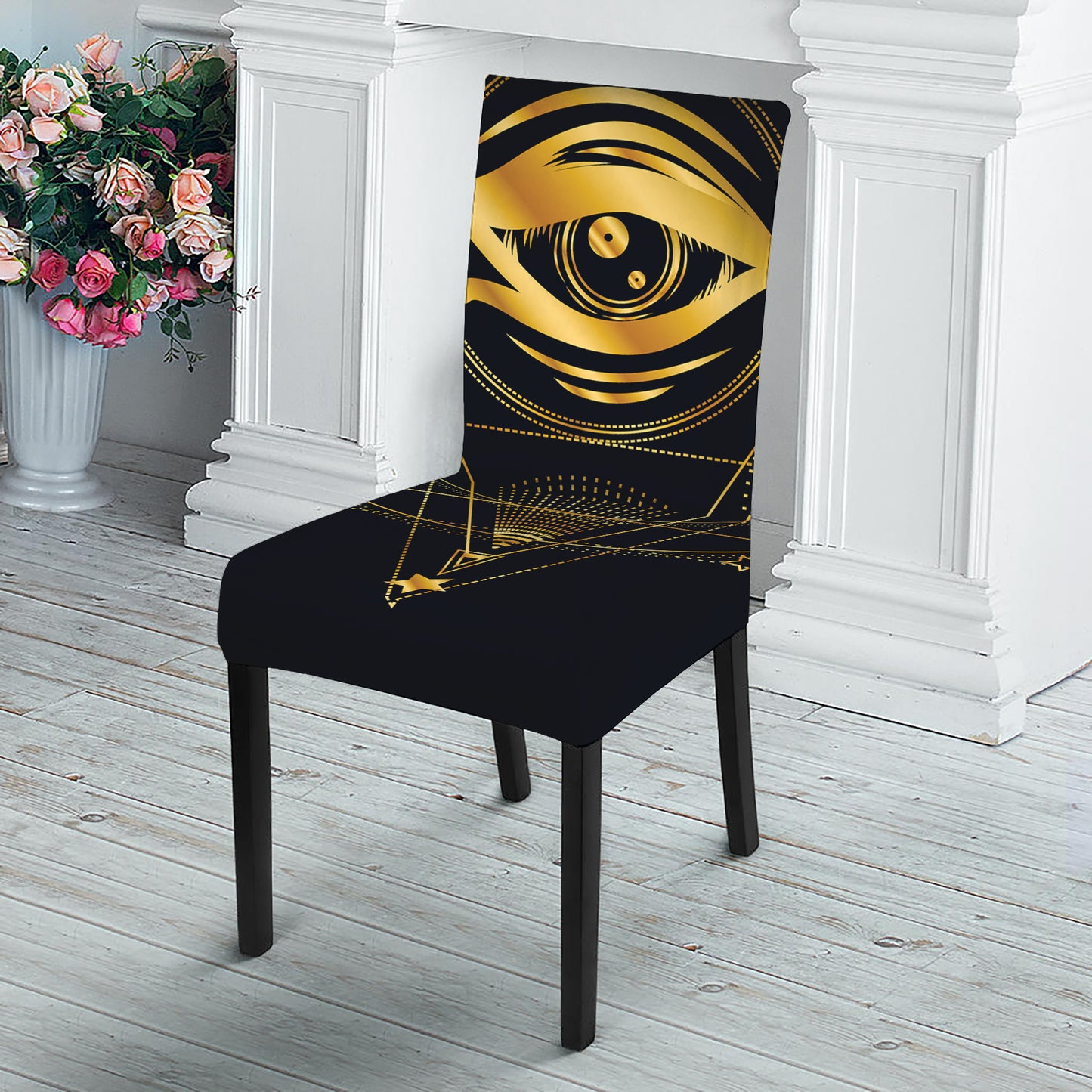 Geometric Eye of Providence Print Dining Chair Slipcover